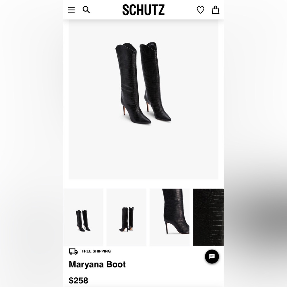 Schultz Maryana Boot 8B Croc-Embossed Leather outer. 3.5” heel